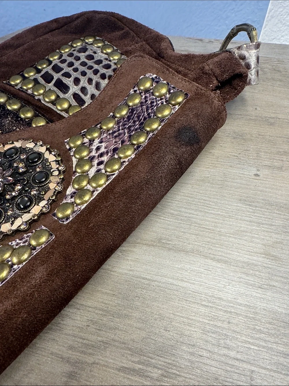 Leatherock USA Handcrafted Exotic Leather Studded Embellished Shoulder Bag